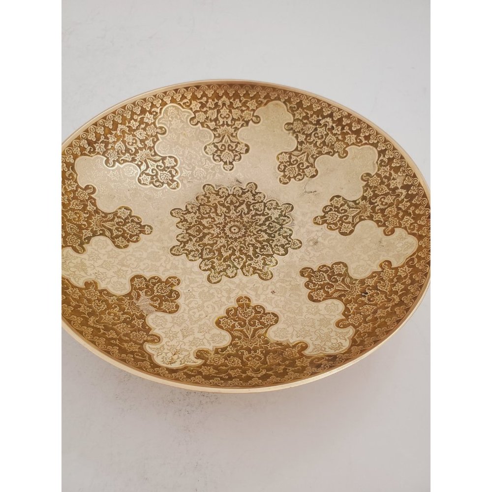 Vintage Embossed/Engraved Enamel Painted Brass Bowl - Bowl / Plate / Dish || - Picture 9 of 10
